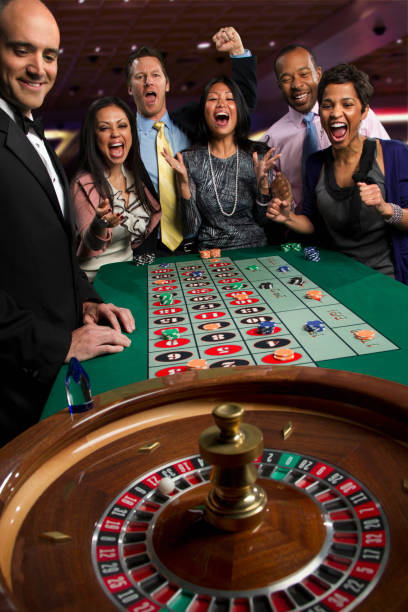Casino live dealer table with cards and chips